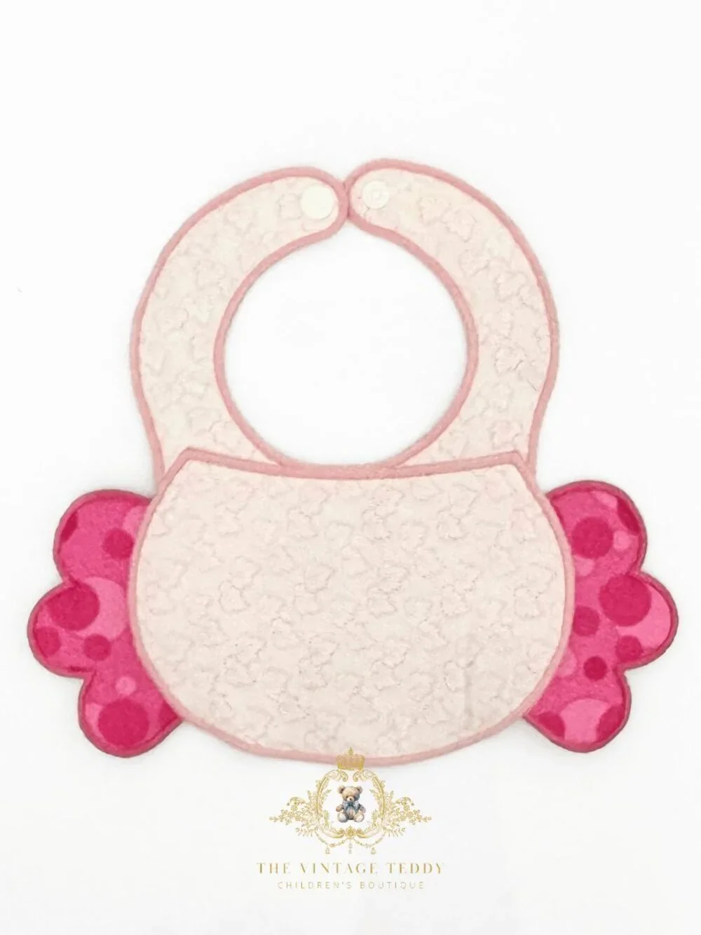 NWT Adorable Girl Boutique Embroidered Patchwork Baby Bib Floral Polkadots Owl